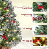 2 Stuks – Yaheetech Tafelmodel Kerstboom – Met LED Verlichting – Besneeuwd – Met Dennenappels en Bessen – 60 cm