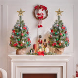 2 Stuks – Yaheetech Tafelmodel Kerstboom – Met LED Verlichting – Besneeuwd – Met Dennenappels en Bessen – 60 cm