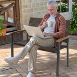 BRUBAKER Milano – Inklapbare Ronde Tafel – Ø 70 cm – Glazen Tafelblad – Metaal – Weerbestendig – Antraciet – Te Gebruiken als Bijzettafel of Eettafel – Voor Binnen en Buiten