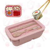 2 Stuks -Japanse Bento Box Set - Met Bestek - Lekvrije Deksel - Lunchtrommel - Duurzame Lunchbox - Ideaal Voor Maaltijdvoorbereiding - Herbruikbare Eetdoos - BPA vrij - Compact En Lichtgewicht - Voedselveilig Handige Voedselcontainer - Beige & Roze