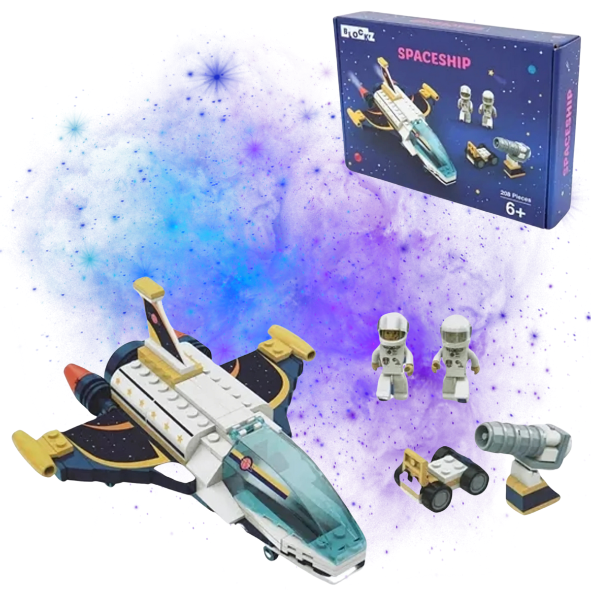 Bouwpakket Ruimteschip – 208-delige Bouwset – Compatibel Bouwstenen voor Kinderen & Volwassenen – Modelbouw Spaceship – Creatieve Set met Gedetailleerde Onderdelen – DIY Constructie Speelgoed
