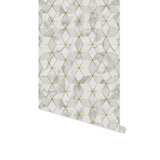 1 rol - Zelfklevende imitatie tegelsticker geometrie gouden zeshoek zelfklevend 45cm x 3m behang waterdicht voor badkamer keuken interieur deco - Eenvoudig aan te brengen en duurzame oplossing voor het transformeren van je ruimte