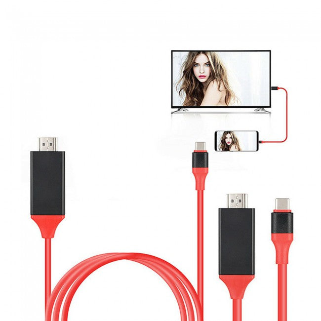 2M - USB- C naar HDMI Kabeladapter - Ondersteunt 4K Resolutie - Plug-and-Play - Geschikt voor Samsung Galaxy S8/S9/S10 & Andere Apparaten - Ideaal voor HDTV, Projectoren, AV-ontvangers"