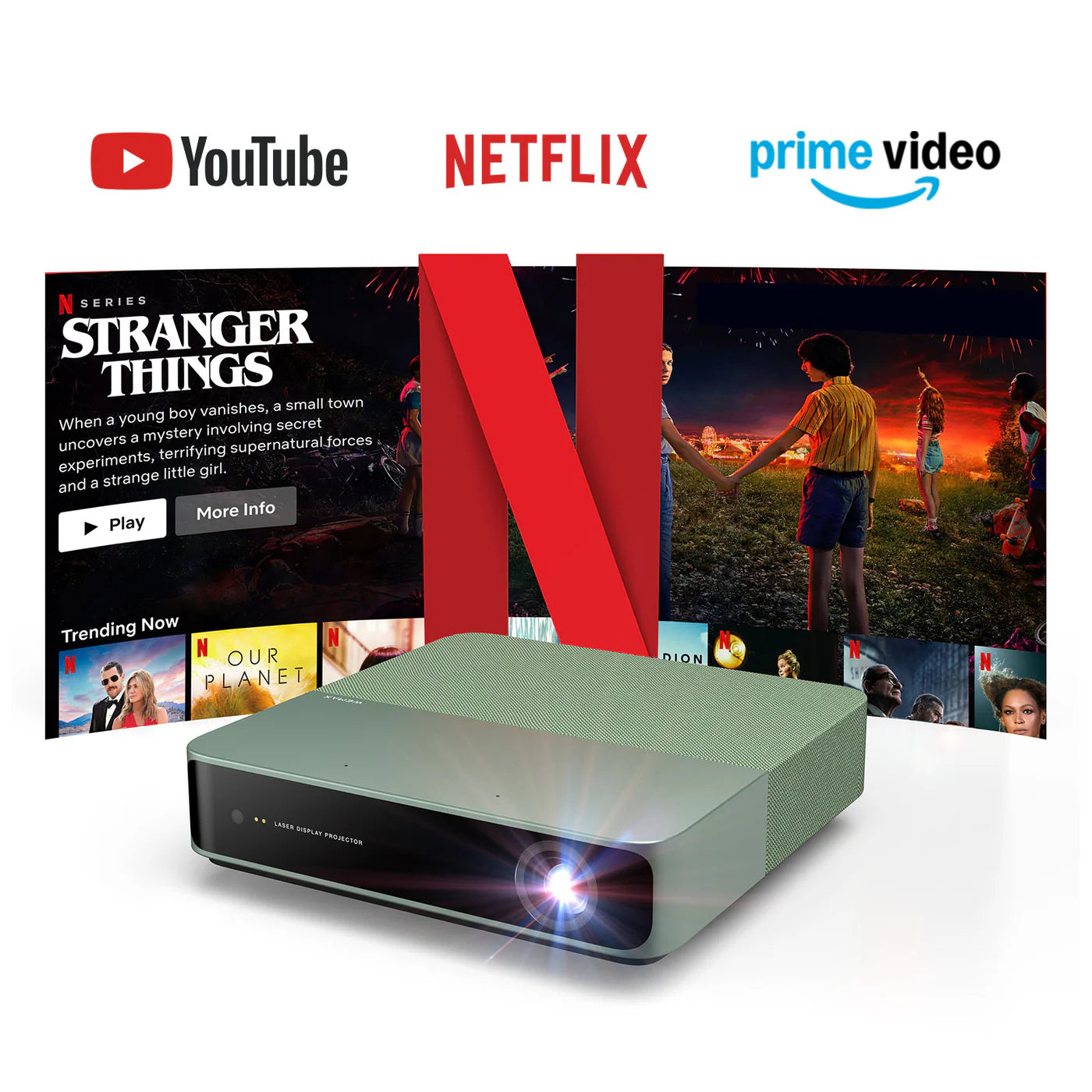 WEMAX S5 laser projector – smart beamer met Netflix – 1080P DLP projector 500 ISO lumen – ALPD technologie HDR10 – WiFi 2.4G 5G en Bluetooth – portable mini projector met Dolby audio – thuisbioscoop beamer met apps