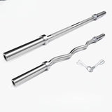 120 cm Halterstangenset – Rechte en Gebogen Curlstang met Veiligheidssluitingen | Gewichthefstangen voor Thuisfitness, Krachttraining en Bodybuilding