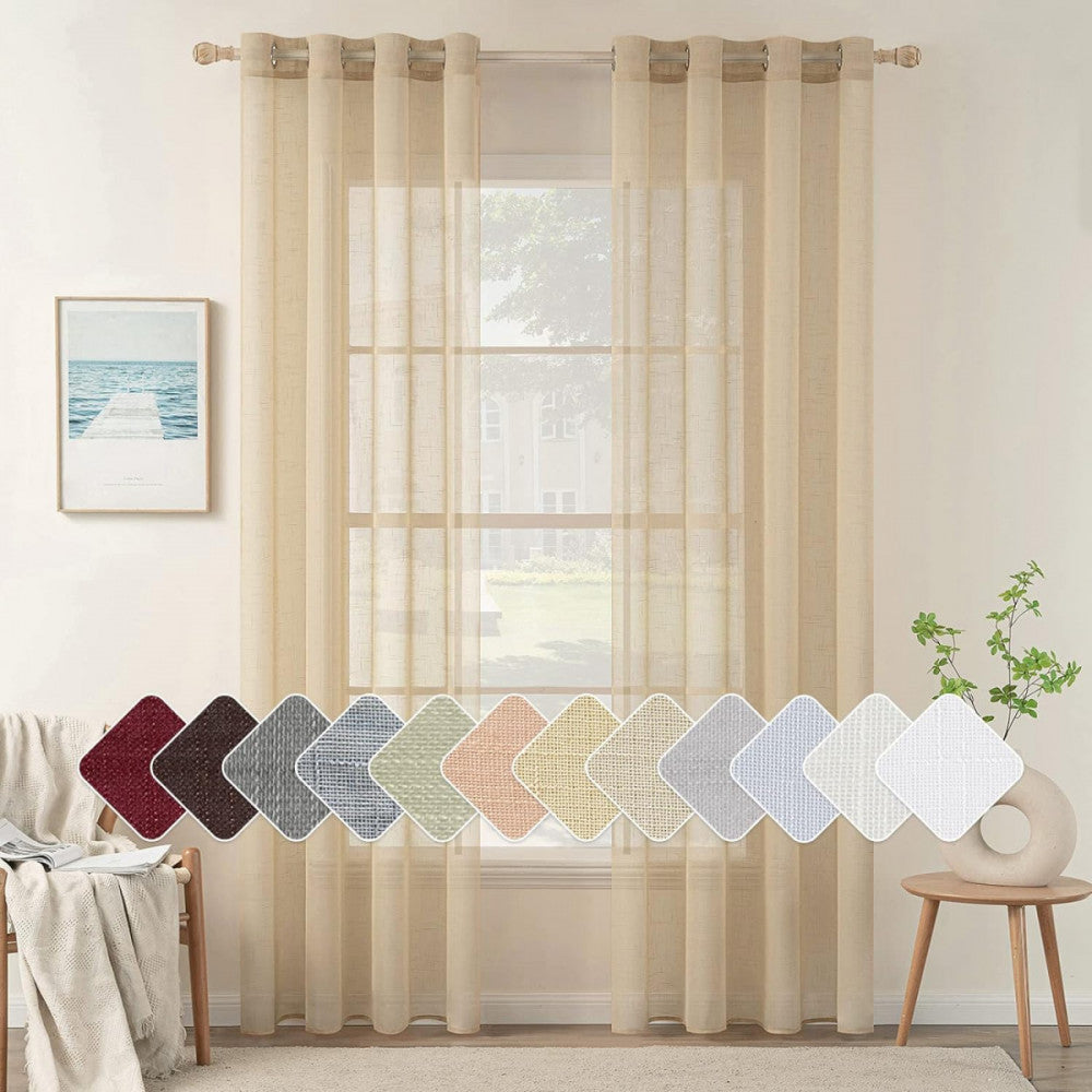 2 Stuks - Crème Gordijn Set - Voile 140 x 245 CM - Luchtige Raambekleding - Transparante Vitrage Voor Woonkamer - Elegante Gordijnen - Lichtdoorlatende Siergordijnen - Crèmekleurige Raamdecoratie - Decoratieve Gordijnpanelen - Luxe Atmosfeer In Huis