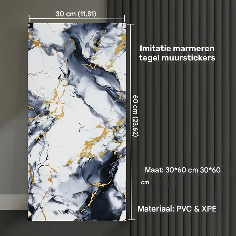 100 Stuks – Zelfklevende Muurstickers 30 x 60 cm – Waterdichte PVC Wandpanelen – Marmerlook 3D Effect – Makkelijk Schoon te Maken Tegelstickers – Wanddecoratie voor Keuken Badkamer Woonkamer Slaapkamer – Zelfklevende Tegelfolie Set