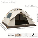 Automatische Camping Tent – Opvouwbare Pop-Up Tent – Waterdicht – Voor Tuin, Strand, Park en Outdoor Activiteiten – Khaki