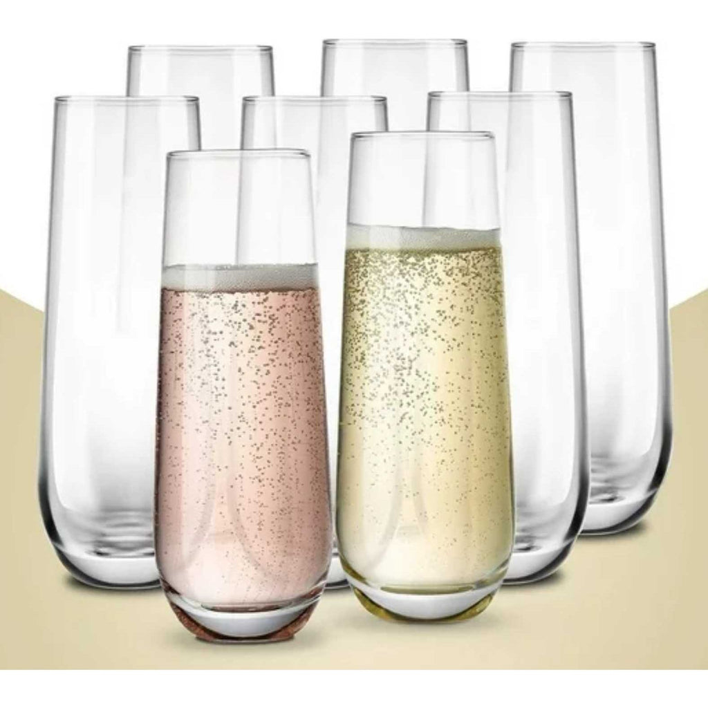 6 Suks - Champagne Glazen Set -  Kristalheldere Wijnglazen - 300ml Capaciteit - Perfect voor Wijn, Champagne, en Cocktails - Stijlvol en Duurzaam