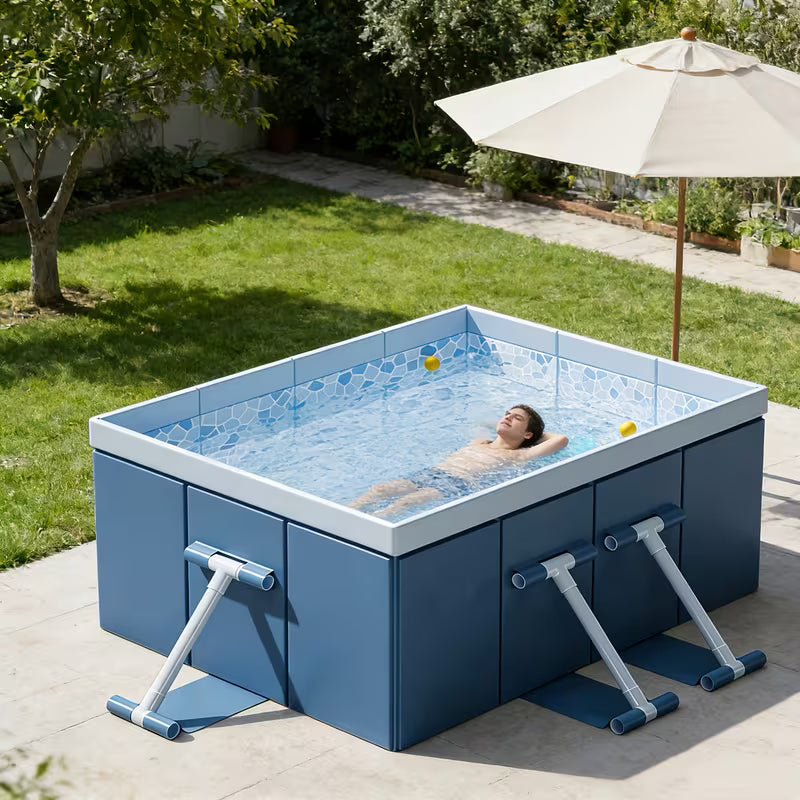 Color Fun Opvouwbaar Zwembad 150 x 115 x 50 cm – Niet-opblaasbaar Familiezwembad met Steunpoten – Stevig PVC – Voor Kinderen & Gezin – Tuin, Terras & Camping