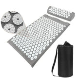 Acupressuurmat met Kussen - 2x Triggerpoint Massageballen en Draagtas - Spijkermat voor Ontspanning en Pijnverlichting - Acupunctuur Massage Set - Grijs & Wit