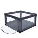 Babybox - Grondbox - Speelbox - Kinderbox - 126x126x68cm - Inclusief 50 Speelballen - Donkergrijs - Ademende Mesh Wanden - Veilige Speelruimte voor Baby’s en Peuters - Opvouwbare Speelomheining voor Binnengebruik