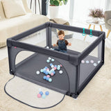Babybox - Grondbox - Speelbox - Kinderbox - 126x126x68cm - Inclusief 50 Speelballen - Donkergrijs - Ademende Mesh Wanden - Veilige Speelruimte voor Baby’s en Peuters - Opvouwbare Speelomheining voor Binnengebruik