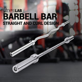 120 cm Halterstangenset – Rechte en Gebogen Curlstang met Veiligheidssluitingen | Gewichthefstangen voor Thuisfitness, Krachttraining en Bodybuilding