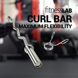 120 cm Halterstangenset – Rechte en Gebogen Curlstang met Veiligheidssluitingen | Gewichthefstangen voor Thuisfitness, Krachttraining en Bodybuilding