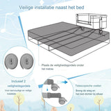 3-in-1 Aanschuifbed - Verstelbaar Reisbedje Baby met Matras en Opbergmand - 6 Hoogtestanden (75-85 cm) - Opvouwbaar &amp; Draagbaar Babybedje met Veiligheidsgordels en Wielen - Grijs