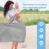 3-in-1 Aanschuifbed - Verstelbaar Reisbedje Baby met Matras en Opbergmand - 6 Hoogtestanden (75-85 cm) - Opvouwbaar &amp; Draagbaar Babybedje met Veiligheidsgordels en Wielen - Grijs