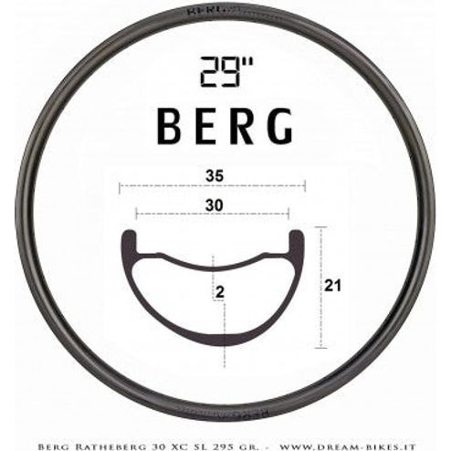 BERG Rim 29" Ratheberg - Lichtgewicht Velg 29" - Ratheberg 28-gaats - UD-Carbon 280g - MTB, Cross Country, Marathon - Topklasse voor XC-races