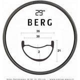 BERG Rim 29" Ratheberg - Lichtgewicht Velg 29" - Ratheberg 28-gaats - UD-Carbon 280g - MTB, Cross Country, Marathon - Topklasse voor XC-races