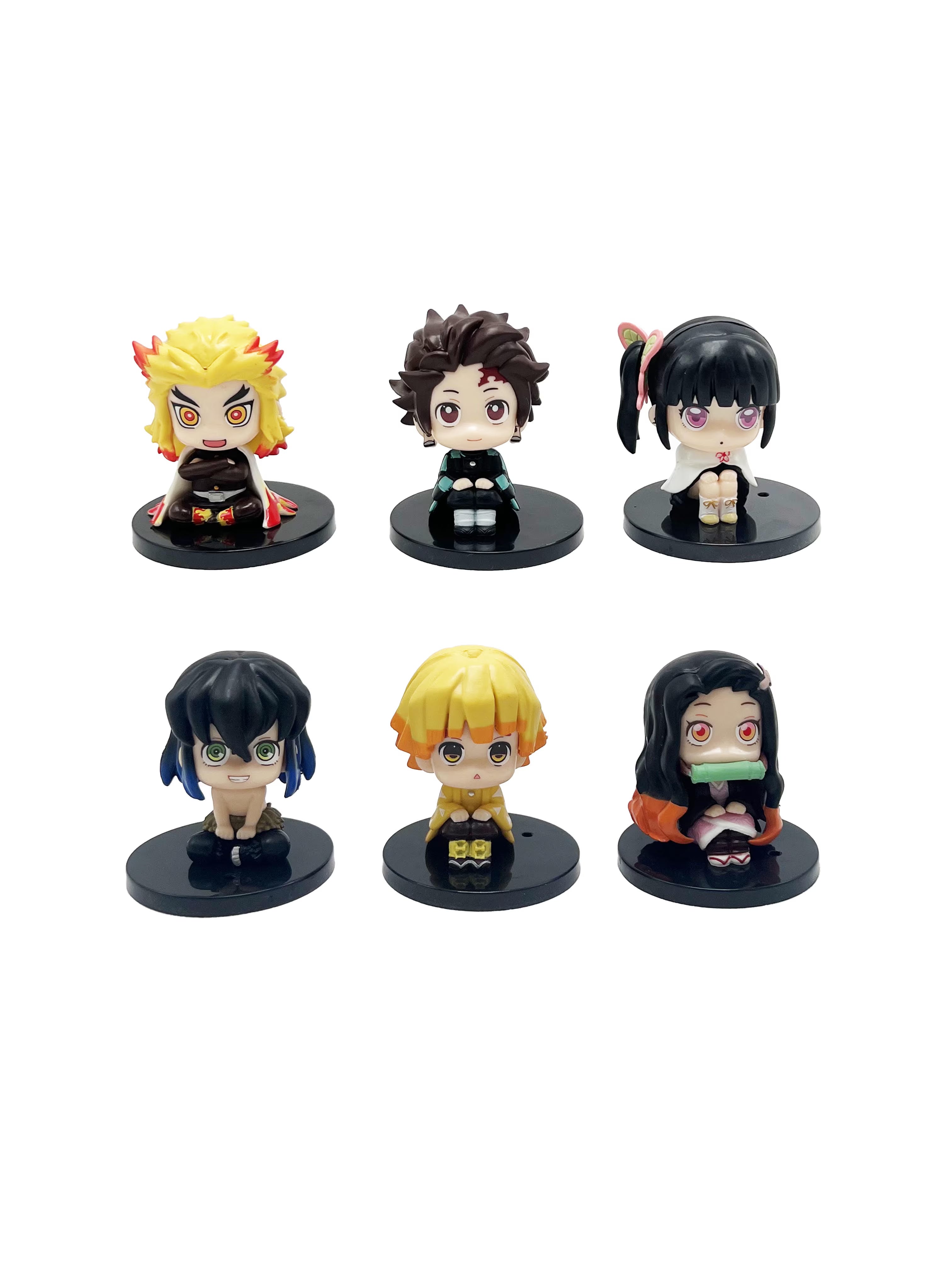 6 Stuks - Demon Slayer Anime Figuren Cake Toppers - PVC Mini Figuurtjes 7 cm - Manga Personages Taartdecoratie - Anime Poppetjes voor Taart Cupcakes Muffins - Miniatuur Verzamel Figuren Feestdecoratie en DIY Sleutelhanger