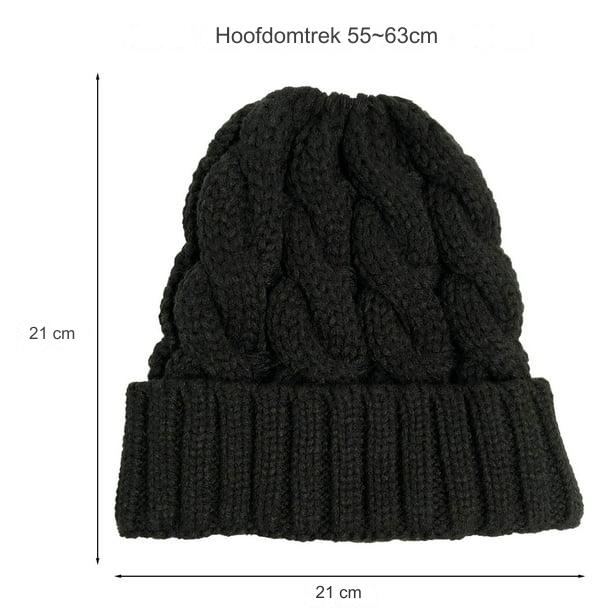 Gebreide Damesmutsen met Uitsparing - Wintermuts voor Dames met Uitsparing voor Paardenstaart, Solide Kleur, Elastisch, Anti-slip, Warm, Koudebestendig, Oorbescherming Twist - Zwart