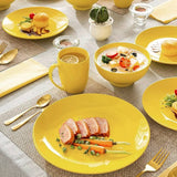 6 Stuks – Ontbijtborden – 21 cm – Keramiek – Geel – Rond Servies – Wereld van Jet – Strak Design – Geschikt voor Ontbijt, Lunch of Dessert