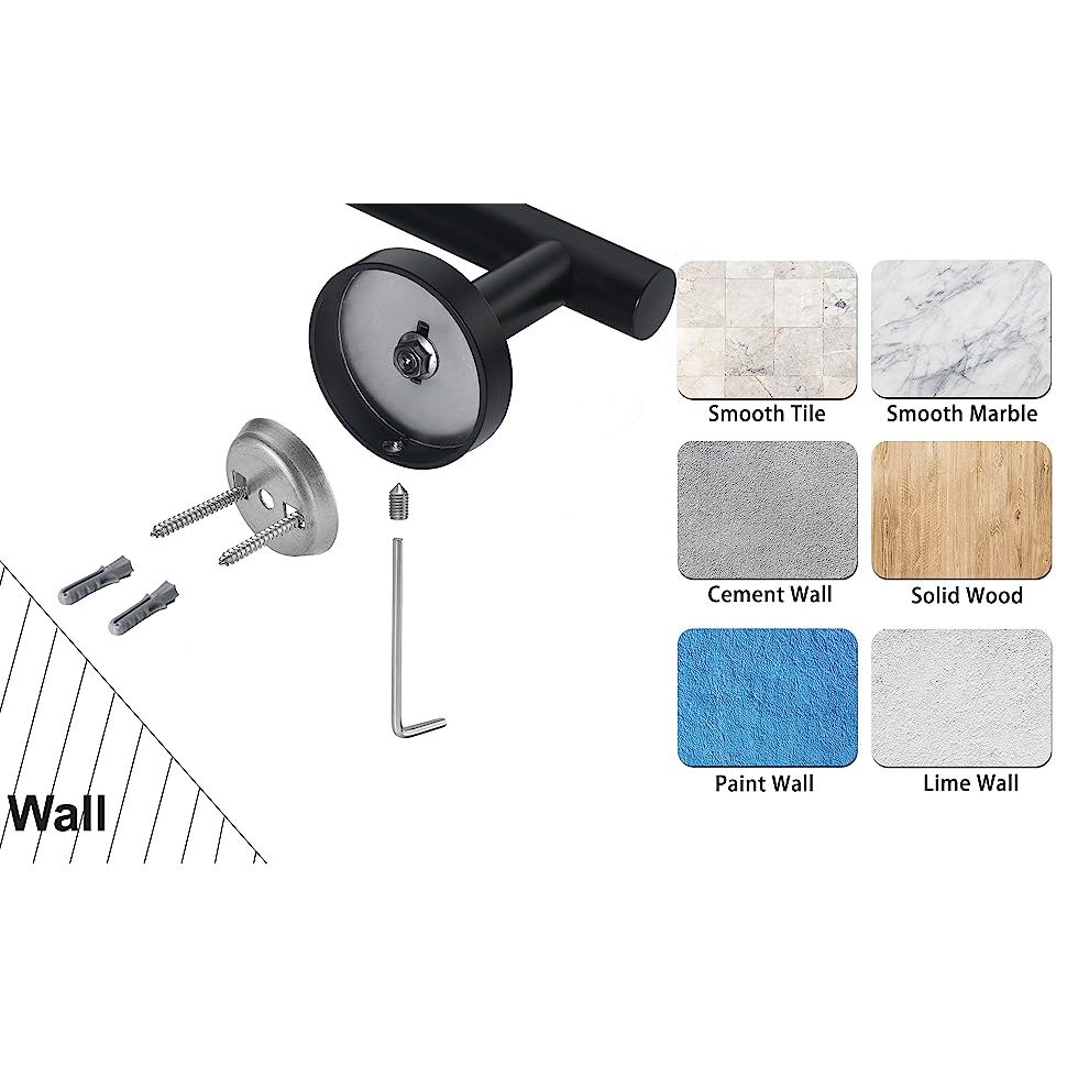 3 Delige - RVS Badkamerset - Wandmontage - Inclusief - Handdoekhouder / Toiletrolhouder / Robehaken - Duurzaam & Roestvrij - Badkameraccessoires Kit - Zwart