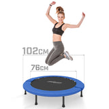 Fitness Trampoline - Ø102cm - Low-Impact Training - 36 Veren - 100kg Draagvermogen - Blauw/Zwart - Staal, PVC, PP - 22cm Hoog