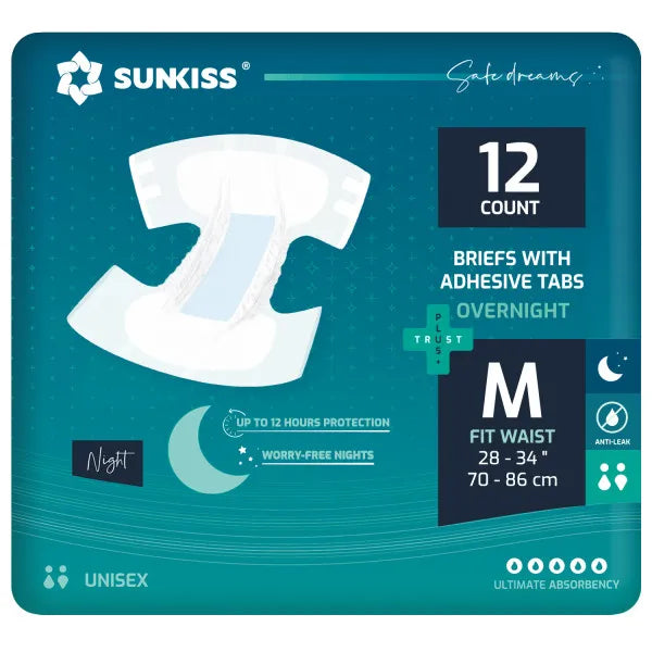 4 Packs - 12 Stuks per Pack - Medium Maat - Wegwerpluiers Volwassenen - Nachtluiers - Incontinentieluiers voor Volwassenen - Extra Absorberend - Ademend - Lekvrij - Zacht & Comfortabel