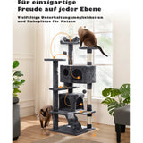 Yaheetech Krabpaal Kattenboom - Kattenkrabpaal 138 cm Hoog - Klimboom met 3 Uitzichtplatforms - 2 Knusse Kattenhuisjes - Stabiele Kattenboom met Sisal Krabpalen - Speeltoren met Pluche Bekleding en Beveiligingsriem