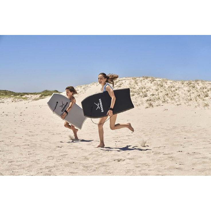 Sansibar Bodyboard - 100x49x5 cm - Lichtgrijs - Instapmodel voor Beginners - Met Leash &amp; EPS-Schuimkern - Max. 85 kg
