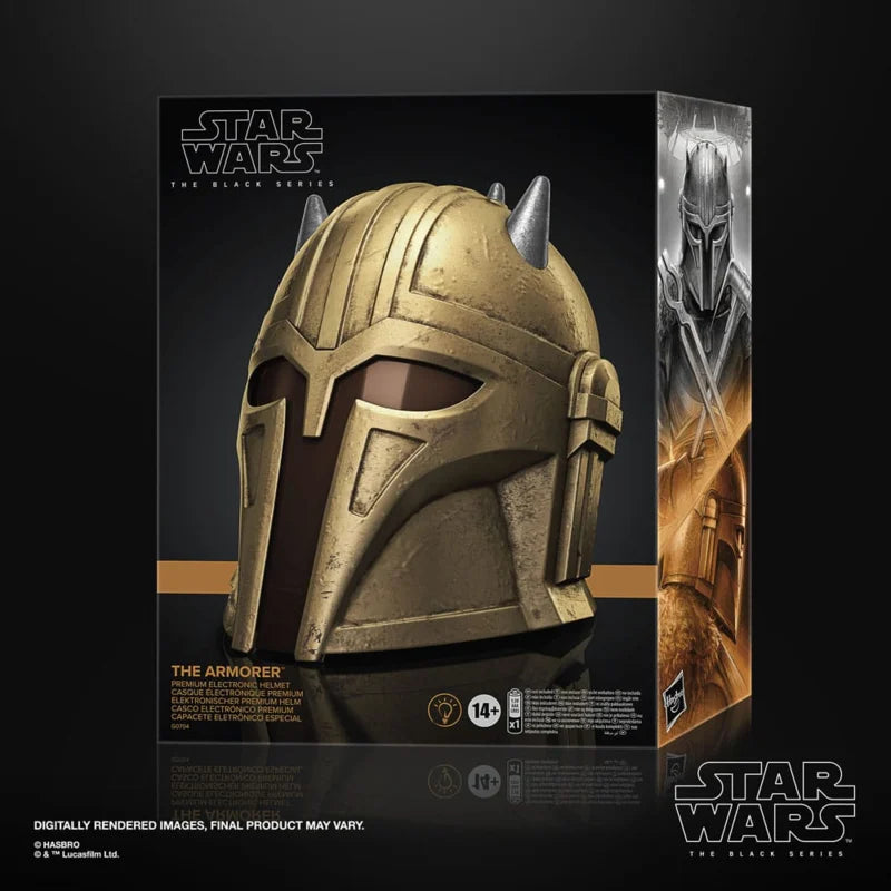 The Armorer helm – Star Wars Mandalorian elektronische cosplay helm – premium replica masker met licht en geluid – draagbare display helm verzamelobject roleplay masker model G0704