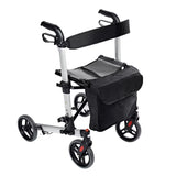 Lichtgewicht Rollator met Zitting – RIDDER Rollator Premium – Opvouwbaar Aluminium Looprek – 4 Wielen – In Hoogte Verstelbaar – Inclusief Rugsteun, Mandje en Remmen – Zilver/Zwart – Ca. 65 x 72 x 84-96 cm