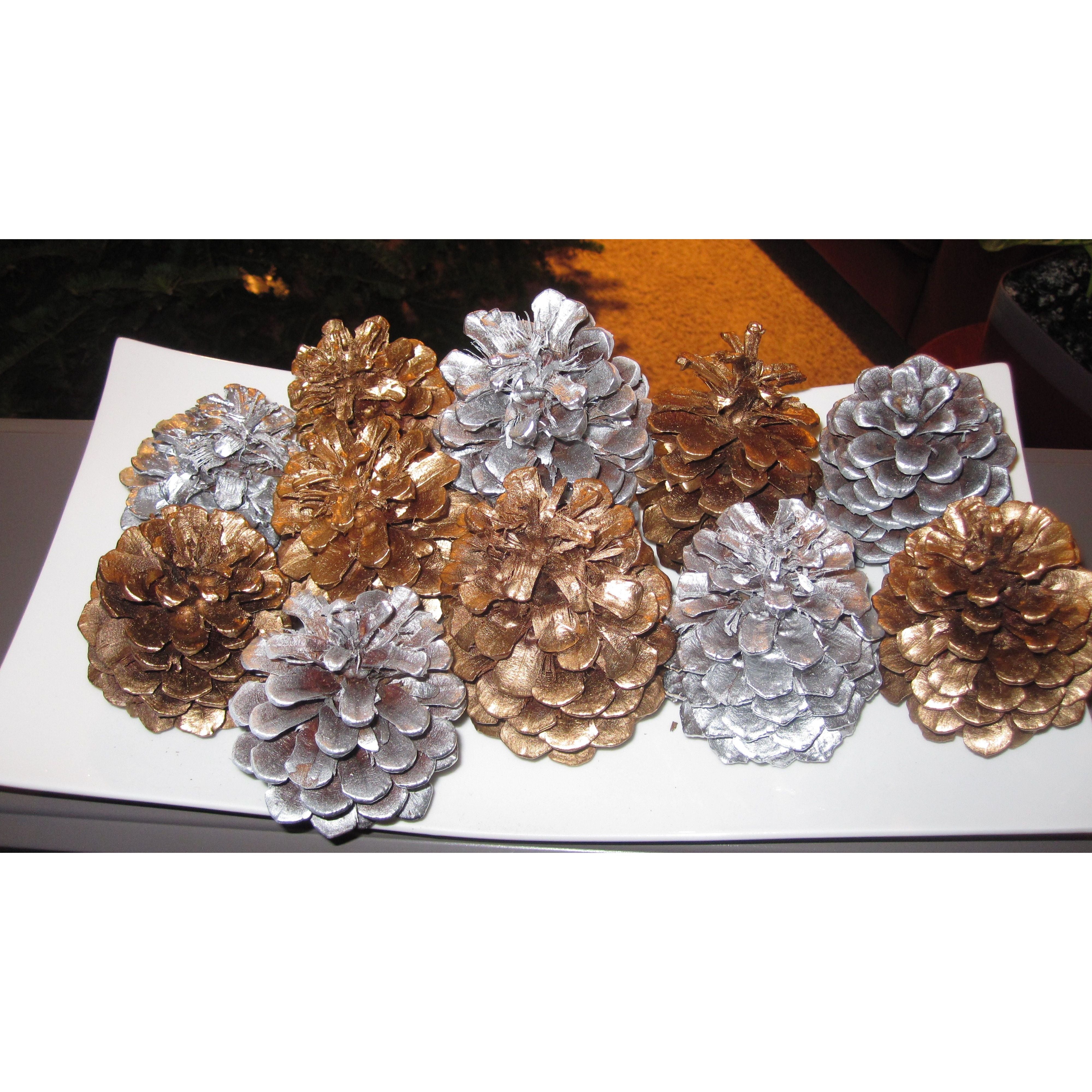 Kerst Dennenappel Versieringen - Natuurlijke Ornamenten in Goud en Zilver voor Kerstboom Decoratie - Set van 18