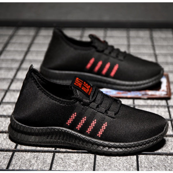 Ademende Mode Sneakers voor Heren: Stijlvolle Rood/Witte Casual Wandelschoenen met Antislip Sportzool, Lace-up Design - Beschikbaar in Maten 39 t/m 44