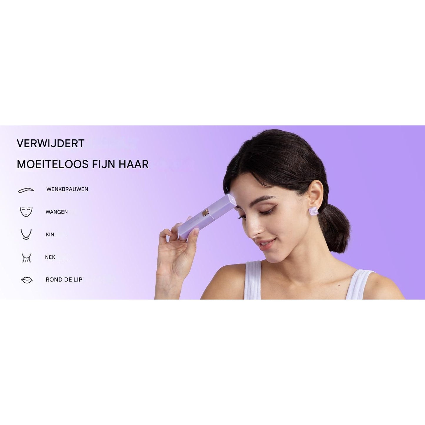 Vogcrest - 2 in 1 Elektrische Gezichts- en Wenkbrauwtrimmer – Oplaadbaar via Type-C met Ingebouwde LED-Lamp – Draagbaar & Discreet – Pijnvrije Haarverwijdering voor Vrouwen – Geschikt Voor Gezicht, Lippen & Wenkbrauwen