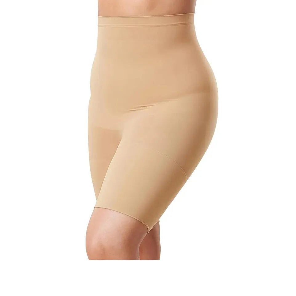 Shapewear Korte Corrigerende Broek - Maat 42 - Hoge Taille - Naadloos Design - Beige - Maat 42 - Tummy Control - Figuurcorrigerende Ondergoed Shorts