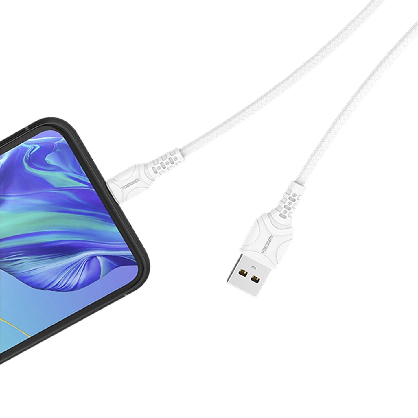 3 Stuks - Siliconen USB Type-C Kabel - Hoge Snelheid Opladen en Gegevensoverdracht - 2.4A - 1 Meter - Wit - Betrouwbare en Duurzame Kabel met Overspanningsbeveiliging