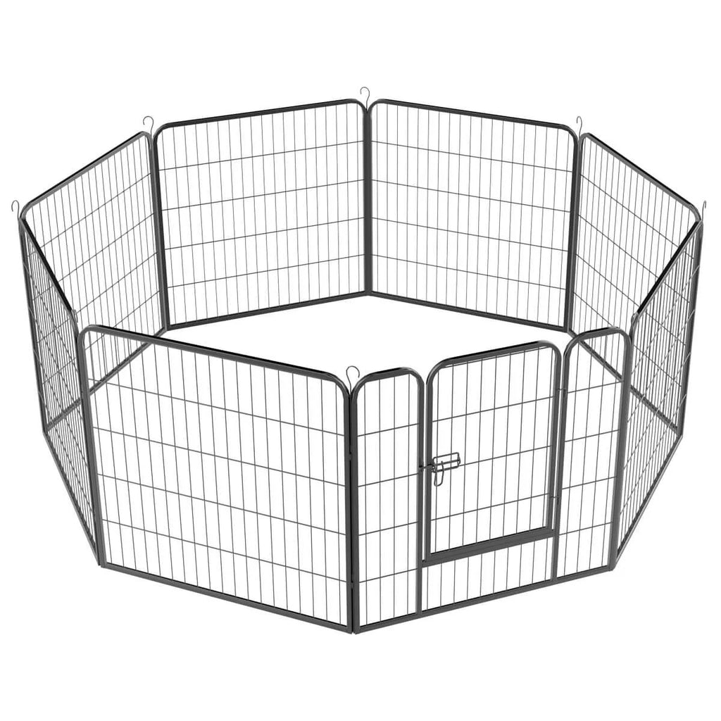Yaheetech Puppy Playpen – 8 Panelen – 81 cm Hoog – Flexibele Metalen Hondenren voor Binnen en Buiten – Voor Kleine Huisdieren zoals Puppies, Katten, Konijnen en Cavia’s – Diverse Vormen Mogelijk