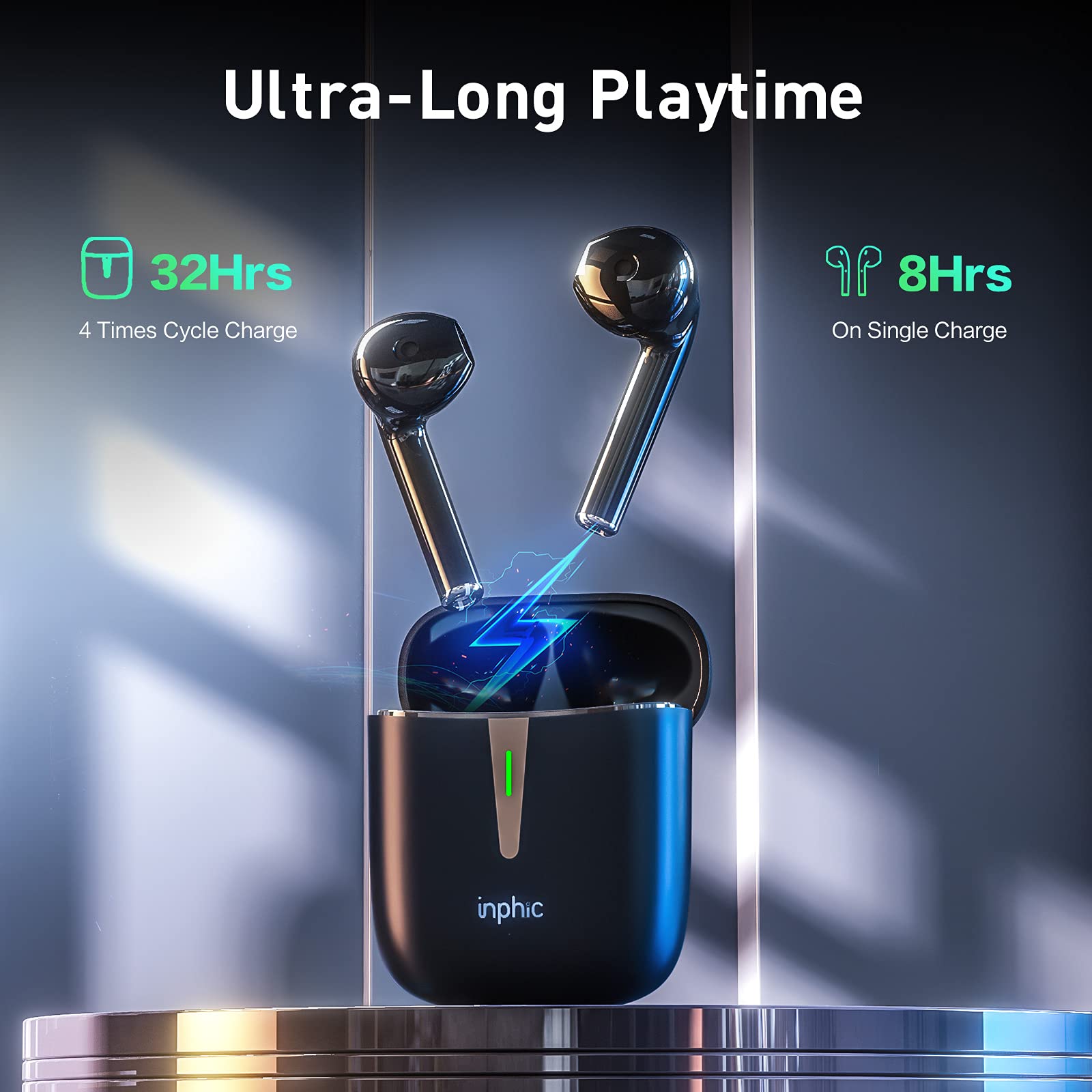 Inphic - X16 Bluetooth Headset - TWS Koptelefoon - Draadloze Hoofdtelefoon - Oordoppen - Earbuds - IPX7 Waterdicht - HiFi Geluid - Lange Batterijduur - Met Microfoon - Zwart