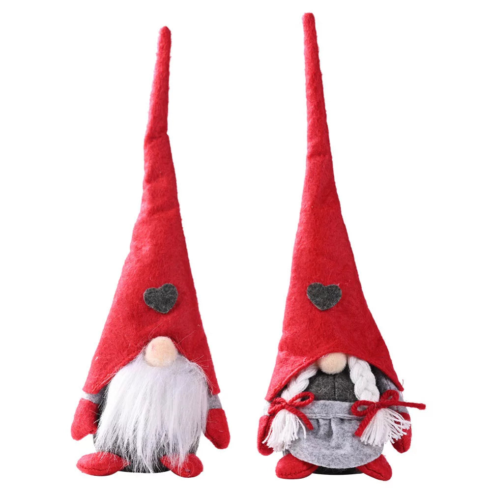 Handgemaakte Pluche Kerst Gnomes - Schattige Decoratieve Poppen voor Feestdagen en Thuis - Vakantie Ornamenten voor Kerstboom en Interieur - Set van 2