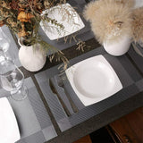 Set van 6 Zilveren PVC Placemats voor de Eettafel - 45x30cm, Wasbaar, Hittebestendig en Eenvoudig te Reinigen, Ideaal voor Keuken, Dineren en Hotels
