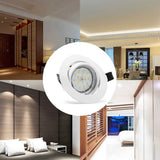 6-Pack Ronde LED Inbouwspots met Kantelbare GU10 Fitting - Dimbare, Energiezuinige A++ Verlichting - IP44, Warm Wit (2700K) - Wit - CE/RoHS