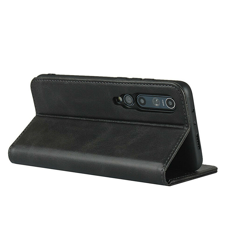 Hoesje voor Xiaomi Mi 10/10 Pro - Leren Portemonnee Flip Cover, met Split Leer voor Elegantie en Stijl, in Zwart - Bescherm je telefoon met stijl en functionaliteit met deze hoogwaardige flip cover, inclusief portemonnee functie, gemaakt van duurzaam leer