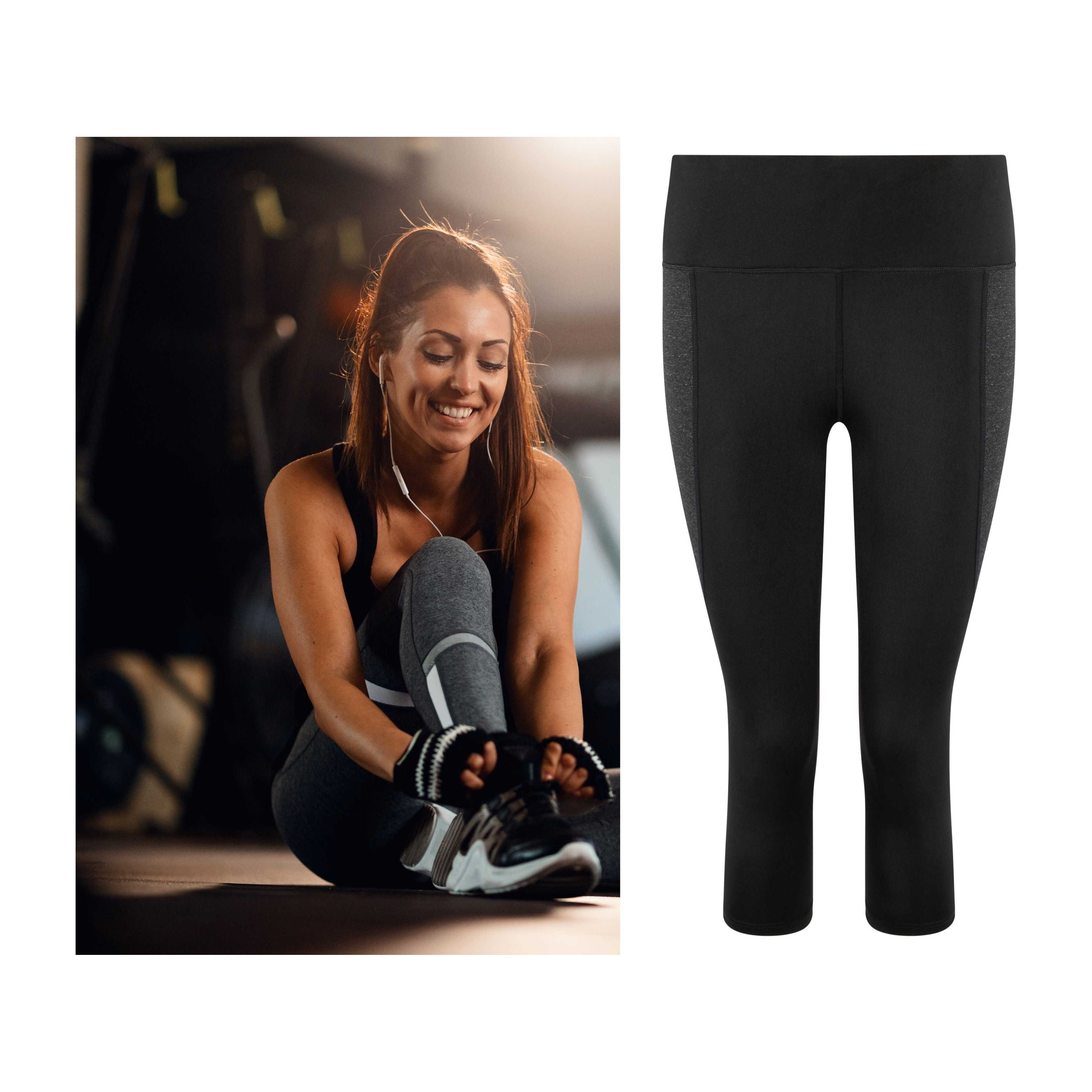 Dames High Waist 3/4 Yoga Capri Leggings - Ademend & Snel-Drogend - Zwart met Zakken - Stretch Polyester & Spandex Mix voor Fitness en Dagelijks Gebruik - Comfortabele Sportbroek voor Alle Seizoenen