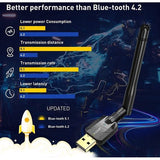 Edup - Long Range Bluetooth Adapter voor PC - Bluetooth 5.0 - Externe Dongle - Bluetooth Antenna - USB - High Gain - Geschikt Voor Desktop & Laptop - Compatibel met Windows. - Zwart