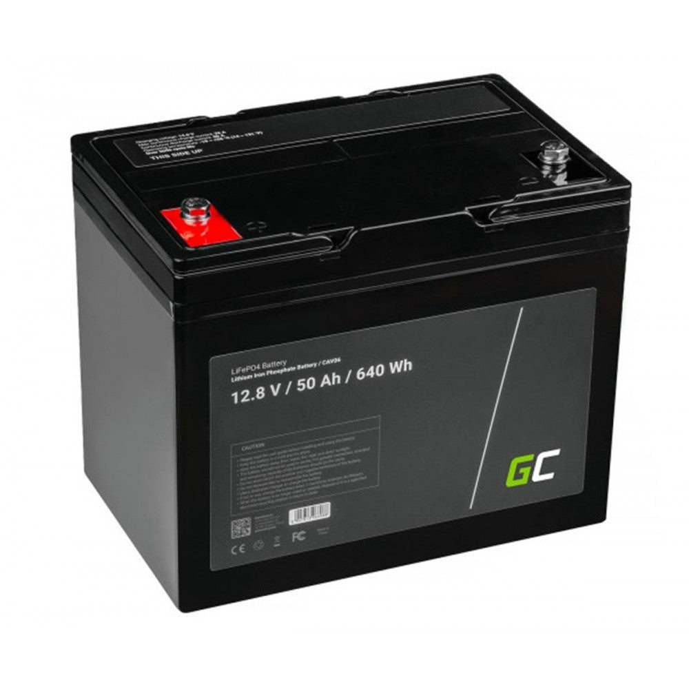 Green Cell LiFePO4 accu 50Ah – 12.8V 640Wh lithium ijzerfosfaat batterij – deep cycle camper accu – PV systeem batterij – boot accu – onderhoudsvrije energie opslag – BMS beveiliging – lange levensduur 3000+ cycli