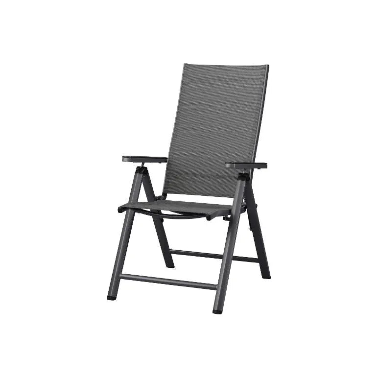 Aluminium Tuinstoel Verstelbaar – Inklapbare Buitenstoel Met 7-Standen Rugleuning – Lichtgewicht Stoel Voor Balkon, Tuin Of Terras – Weerbestendig En UV-Bestendig – Grijze Textielbekleding – Comfortstoel Tot 120 kg Draagkracht