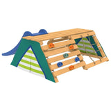 Playtive Tipi Met Glijbaan – Houten Speelfort – Inclusief Klimnet en Ladder – Klimmen, Glijden en Verstoppen – Voor Binnen en Buiten – Belastbaar tot 50 kg – Afmetingen ca. 145,5 x 60 x 180 cm