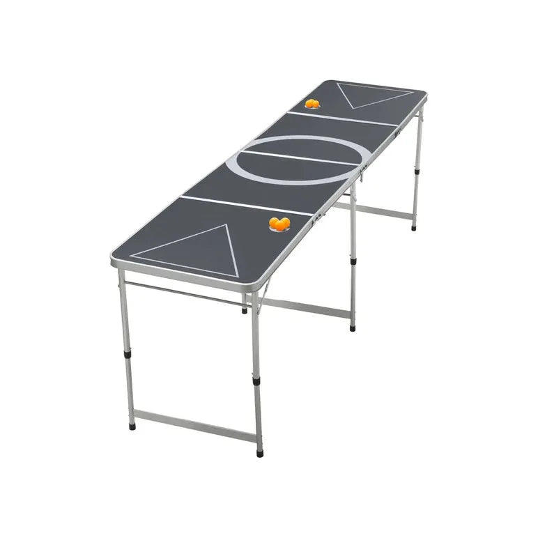 Rocktrail Opvouwbare Beer Pong Tafel - 240x60x76 cm - Aluminium Constructie - Waterafstotend - Inklapbaar met Handvatten - Inclusief 6 Ballen